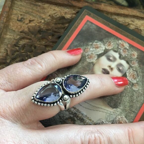 Tanzanite Sterling Silver Ring Size 8 - Picture 1 of 4